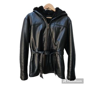 Vintage Wilson's Leather Women's Hooded Jacket Black Size Medium